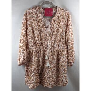 3/4 Sleeve Peasant Woven Maternity Blouse Ingrid‎ & Isabel Floral Career Tie XS